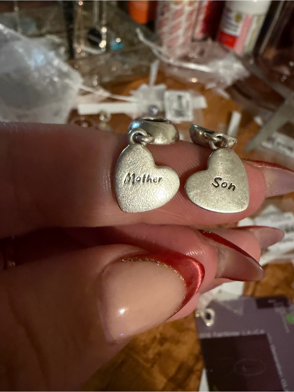 Pandora Mother and Son Heart Split Dangle Charm
